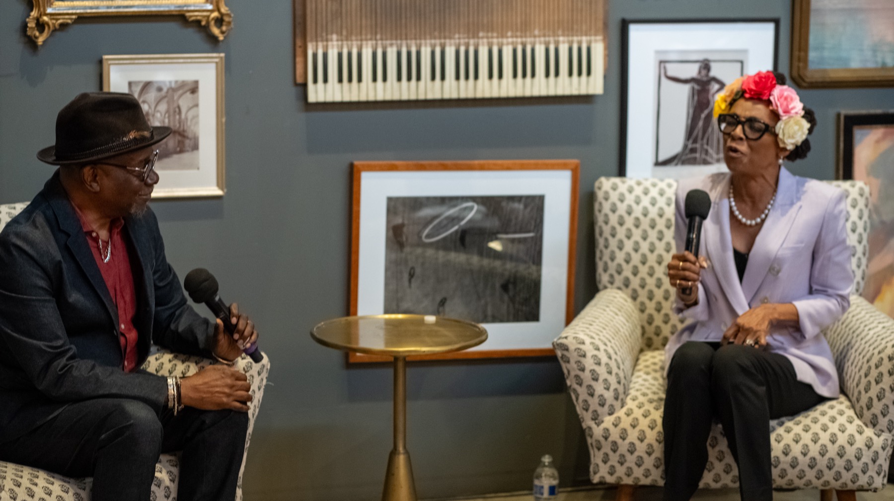 Philip Bailey in conversation with Siedah Garrett during the fireside chat at the 25th Jazz Hands Concert
